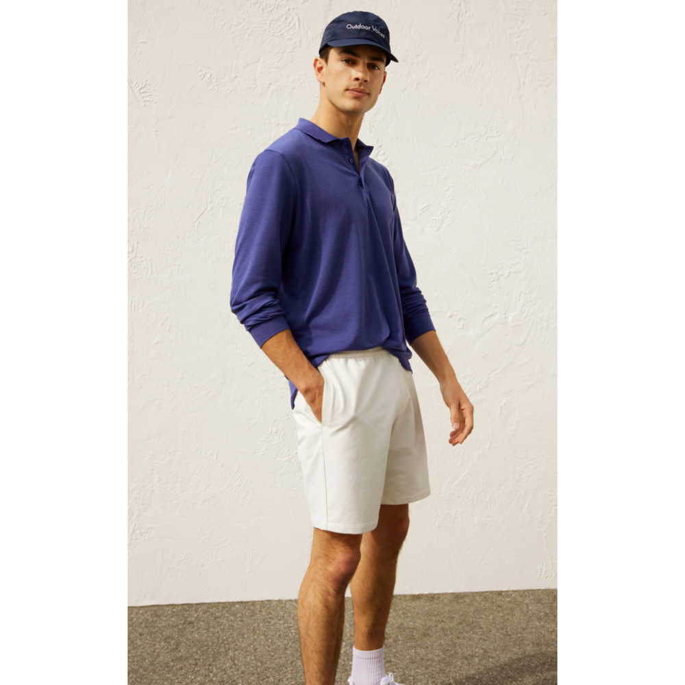 Outdoor Voices Birdie Long-Sleeve Polo Shirt in Oceanic Men's XXS NWT